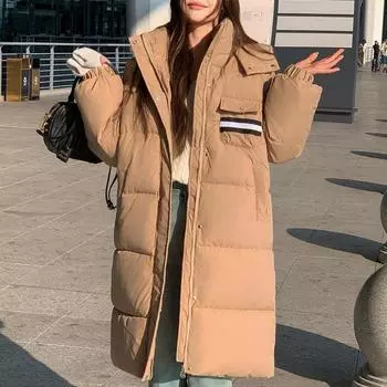 Модные длинные парки для женщин, пальто с капюшоном, большие размеры, свободные, толстые, теплые, женские зимние пальто M красный