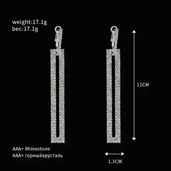 Модные длинные серьги-капли, роскошные серьги золотого, серебряного цвета со стразами для женщин, вечерние ювелирные изделия, подарок золотой
