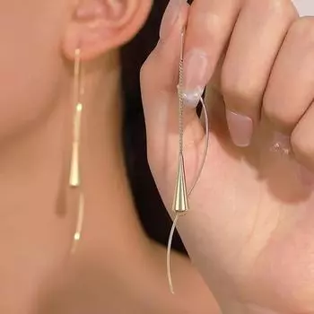 Модные длинные серьги-кисточки для женщин золотой