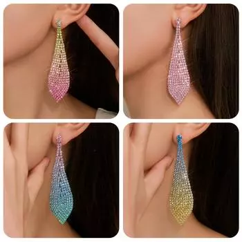 Модные длинные серьги с кисточками для ночного клуба, со стразами, в стиле пианино, женские серьги, свадебные серьги