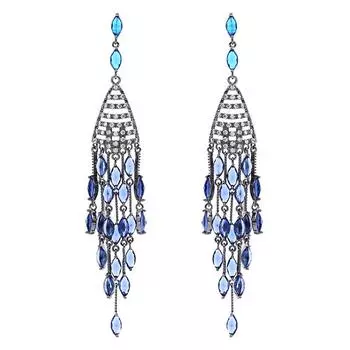 Модные длинные серьги с кисточками, зеленые позолоченные серьги с цирконием, женские роскошные ювелирные изделия, серьги-подвески для свадебной вечеринки зелёный