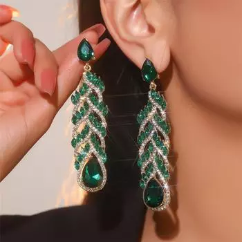 Модные длинные сверкающие серьги из кристаллов, персонализированные серьги для женщин, серьги для выпускного вечера