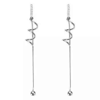 Модные длинные волнистые серьги с цирконием, женские простые круглые серьги-гвоздики с бахромой, универсальные серьги-подвески