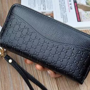 Модные длинные женские кошельки, простые кошельки на молнии, кожаный клатч для денег, кошелек Carteira Feminina чёрный