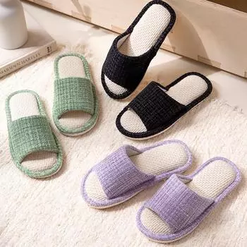 Модные домашние льняные тапочки для мужчин на весну и осень, удобные спальные тапочки с открытым носком и дышащие тапочки для мужчин и женщин, летняя обувь 36-37 белый