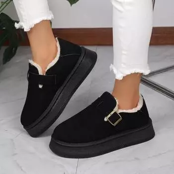 Модные домашние тапочки зимние меховые женские короткие меховые уличные женские модные пушистые зимние сапоги 36 чёрный