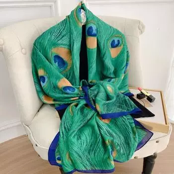 Модные дорожные принты, популярные солнцезащитные атласные шарфы, роскошный стиль, 180X90 см, шелковый шарф 2024 года, пляжный платок Four Seasons