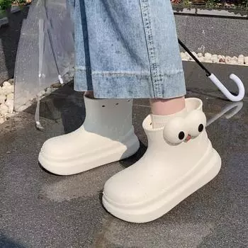 Модные дождевые сапоги Four Seasons Universal Rainy Fun And Funny Big Eyes Водонепроницаемая и нескользящая верхняя одежда Новые дождевые сапоги 36-41 36-37