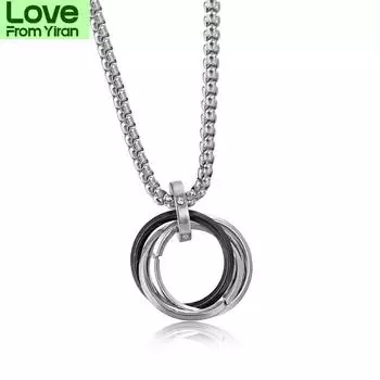 Модные двойные кольца из нержавеющей стали, подвеска, переплетение, мужское, женское, парное ожерелье, длинная цепь, студенческие хип-хоп-уличные украшения