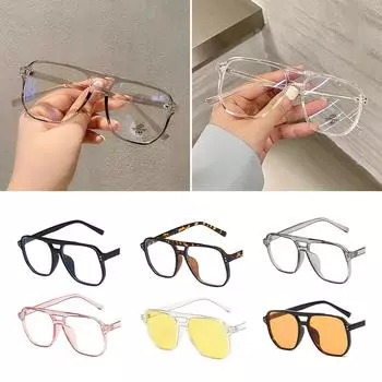 Модные двухлучевые очки, блокирующие синий свет, ретро-очки с большой оправой, удобные универсальные очки для женщин 05