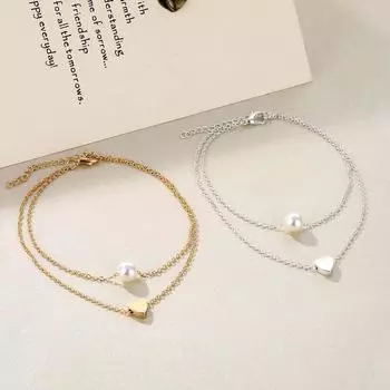 Модные двухслойные интегрированные ножные браслеты Pearl Love, аксессуары для женской индивидуальности, дикие