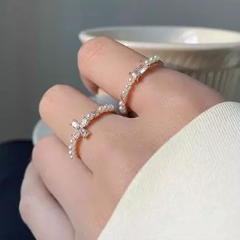 Модные двухслойные штабелируемые кольца с кубическим цирконием, регулируемые кольца на палец для женщин, блестящие корейские украшения