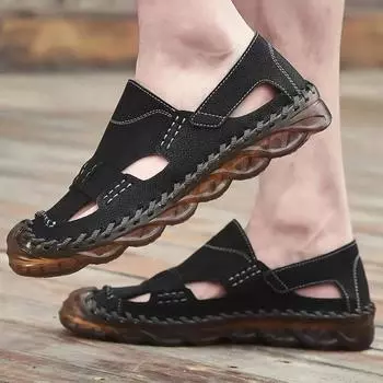 Модные дырчатые туфли, дышащая мягкая мужская обувь, тренд 2024 года, роскошные дизайнерские нескользящие мужские сандалии, купить летние V, новые, низкая цена, скидка для взрослых 38