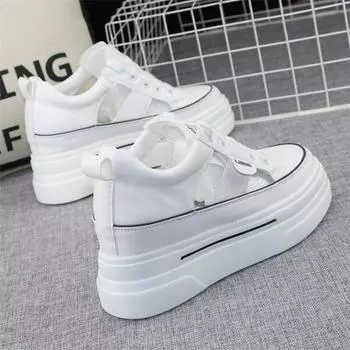 Модные дышащие белые туфли с толстой подошвой, женские летние новые повседневные спортивные туфли с высокой посадкой, кроссовки на платформе 34