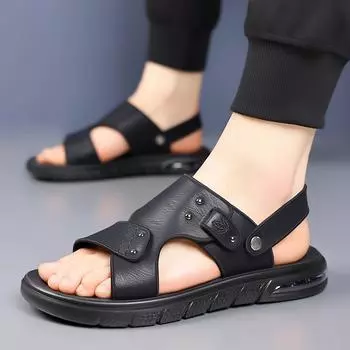 Модные дышащие и удобные мужские летние пляжные туфли с открытым носком для молодежи, пляжные тапочки двойного назначения, нескользящие мужские сандалии 38 серый