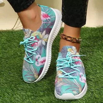 Модные дышащие кроссовки с принтом, женские осенние кроссовки 2024, сетчатая вязаная обувь на плоской подошве, женские легкие нескользящие кроссовки, большие размеры 35 жёлтый