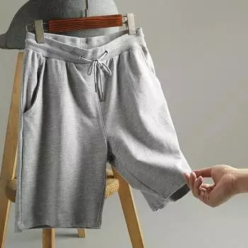 Модные дышащие летние модные хлопковые мужские повседневные шорты с завязками на талии, удобные черные, желтые, серые XXL серый