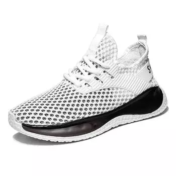 Модные дышащие сетчатые мужские кроссовки, легкая мужская повседневная обувь 2024 года, новые белые спортивные теннисные туфли 2024 года, новые кроссовки для ходьбы на открытом воздухе 39 белый