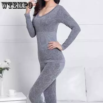 Модные дышащие теплые женские тонкие комплекты нижнего белья, женское зимнее термобелье one size чёрный