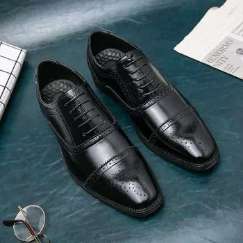 Модные дышащие туфли с резьбой по щиколотку для мужчин. Деловые кожаные туфли класса люкс для джентльменов. Классические туфли на шнуровке с острым носком. Элегантная вечеринка. 38 коричневый