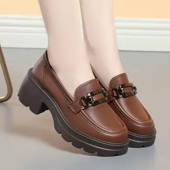 Модные дышащие удобные мягкие кожаные мокасины с мягкой подошвой Модные ретро повседневные туфли на толстой подошве для женщин 2024 Весна Новинка 35(Foot22.5cm)