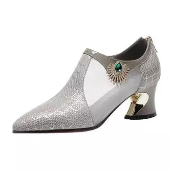 Модные дышащие весенне-летние туфли с сеткой на квадратном каблуке для женщин, милые женские туфли-лодочки 41 чёрный