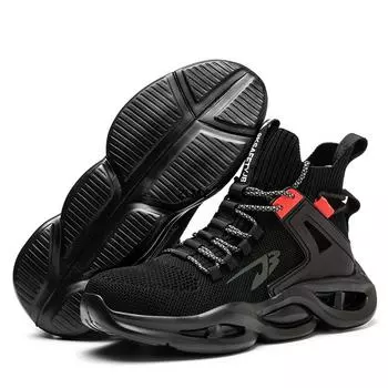Модные дышащие защитные ботинки для мужчин, кроссовки со стальным носком, легкие рабочие защитные ботинки с защитой от проколов, мужские высокие защитные ботинки с защитой от проколов, новые 36 чёрный