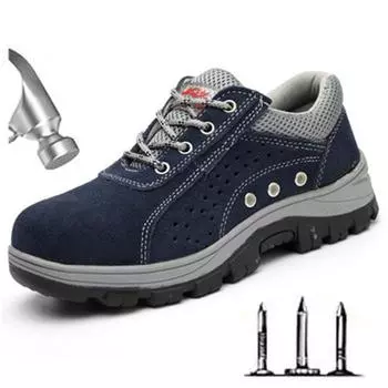 Модные дышащие защитные туфли со стальным носком, устойчивые к ударам и проколам, рабочие туфли Werksneakers Zapatos De Seguridad Hombre H820 36 синий