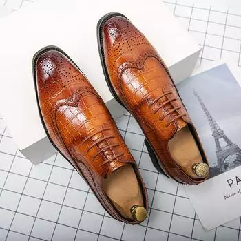 Модные джентльменские туфли на шнуровке, деловые кожаные туфли, модные мужские туфли, классические итальянские туфли-оксфорды для мужчин, туфли-дерби 38 чёрный