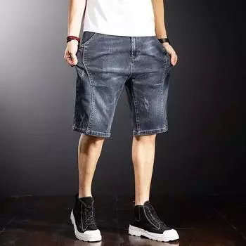 Модные джинсовые шорты мужские летние тонкие укороченные свободные прямые корейские стили 28 синий