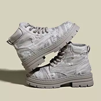 Модные джинсовые женские ботильоны на шнуровке женские ботинки для поездок на работу из лоскутного полотна на платформе женские спортивные ботинки на низком каблуке 35