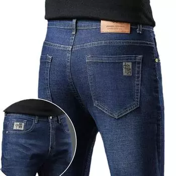 Модные джинсы мужские осенне-зимние свободные прямые мужские длинные брюки молодежная мода популярные брюки с вышивкой в китайском стиле 28 темно-синий