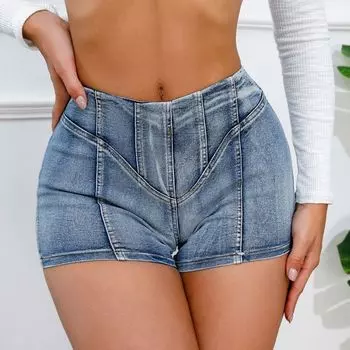 Модные джинсы с высокой талией размера XL, стрейч, летние Blue S