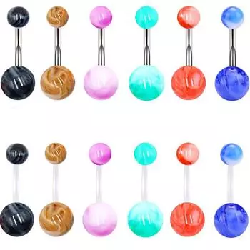 Модные европейские и американские новые прозрачные стержни из акрила с каменным узором, мягкие печеночные ногти, 6 цветов, опциональная пряжка для пупка, прокол