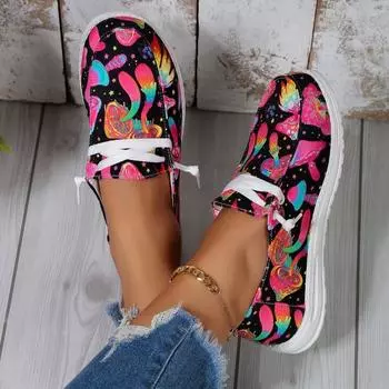 Модные европейские и американские парусиновые туфли для женщин 2024 года, новые дизайнерские женские туфли с принтом Sense, большие размеры 36-43, Zapatos Mujer, Zapatos 36 розы красного