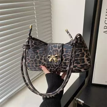 Модные европейские и американские сумки подмышки, женские сумки с леопардовым принтом, модные персонализированные сумки, сумки через плечо коричневый