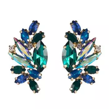 Модные европейско-американские серьги из сплава со стразами чёрный