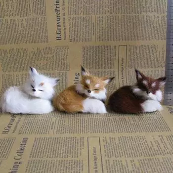 Модные фигурки лисы, легкий уход, имитация игрушки, меховая модель на корточках белый