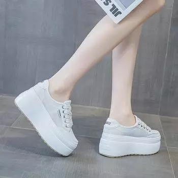 Модные фиолетовые 8 см сетчатые кроссовки с воздушной подкладкой на новой платформе, удобные, модные, дышащие, массивные, на шнуровке, на толстой подошве, повседневные туфли 33 фиолетовый