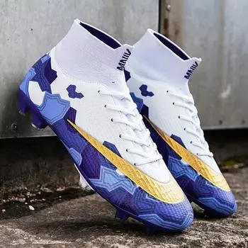 Модные фиолетовые футбольные бутсы с принтом для мужчин, легкие футбольные бутсы для мужчин, профессиональные унисекс, высокие футбольные бутсы для мужчин 35