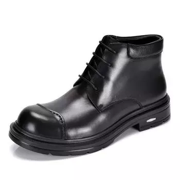 Модные фирменные ботинки Martin, мужские, из натуральной кожи, бархатные, кожаные ботинки средней высоты, высокие кожаные туфли, деловые, деловые, увеличивающие рост, мужские ботинки 38 чёрный