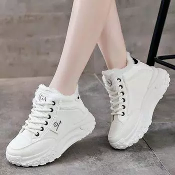 Модные флисовые кроссовки, женские осенние и зимние новые хлопковые туфли, повседневная нескользящая удобная теплая обувь для папы 35