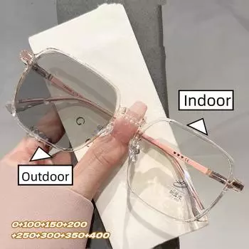 Модные фотохромные очки для чтения для женщин, унисекс, очки для активного отдыха, обесцвечивание, модные очки с квадратной оправой и сердечком HD для пресбиопии 1.5