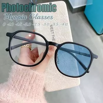Модные фотохромные очки для мужчин и женщин, квадратные очки для близорукости, уличные изменяющие цвет очки для близорукости 0