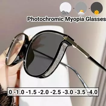 Модные фотохромные очки для женщин и мужчин, очки для близорукости с большой оправой, с защитой от синего света, меняющие цвет очки 0