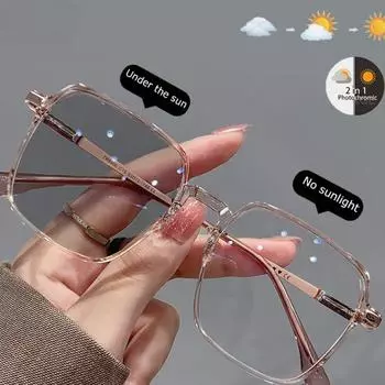 Модные фотохромные очки в большой оправе для мужчин и женщин, унисекс, изменяющие цвет, анти-синий свет, очки с плоским зеркалом, компьютерные очки tawny