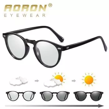 Модные фотохромные поляризационные солнцезащитные очки TR90 в оправе для мужчин и женщин, антибликовые очки для вождения, солнцезащитные очки в круглой оправе