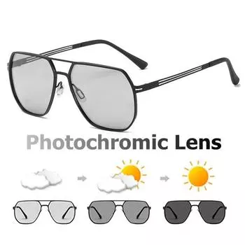 Модные фотохромные солнцезащитные очки для мужчин, солнцезащитные очки для вождения на открытом воздухе, обесцвечивание, солнцезащитные очки без поляризации