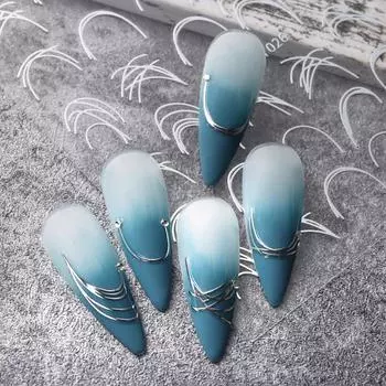 Модные французские 3D упрощенные линии для дизайна ногтей наклейки нерегулярные линии пресс на ногтях наклейки маникюр украшения своими руками белый