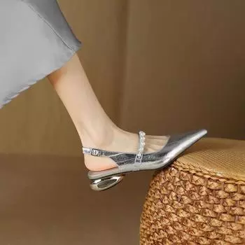 Модные французские босоножки Temperament, женские, лето 2024, новые, толстые, квадратные, со стразами, летние, серебристые, туфли Мэри Джейн Baotou 34 серебряный